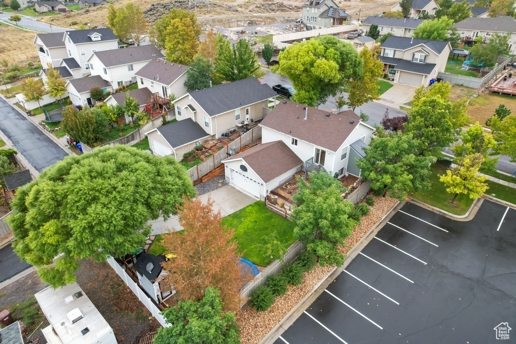 Aerial perspective of suburban area