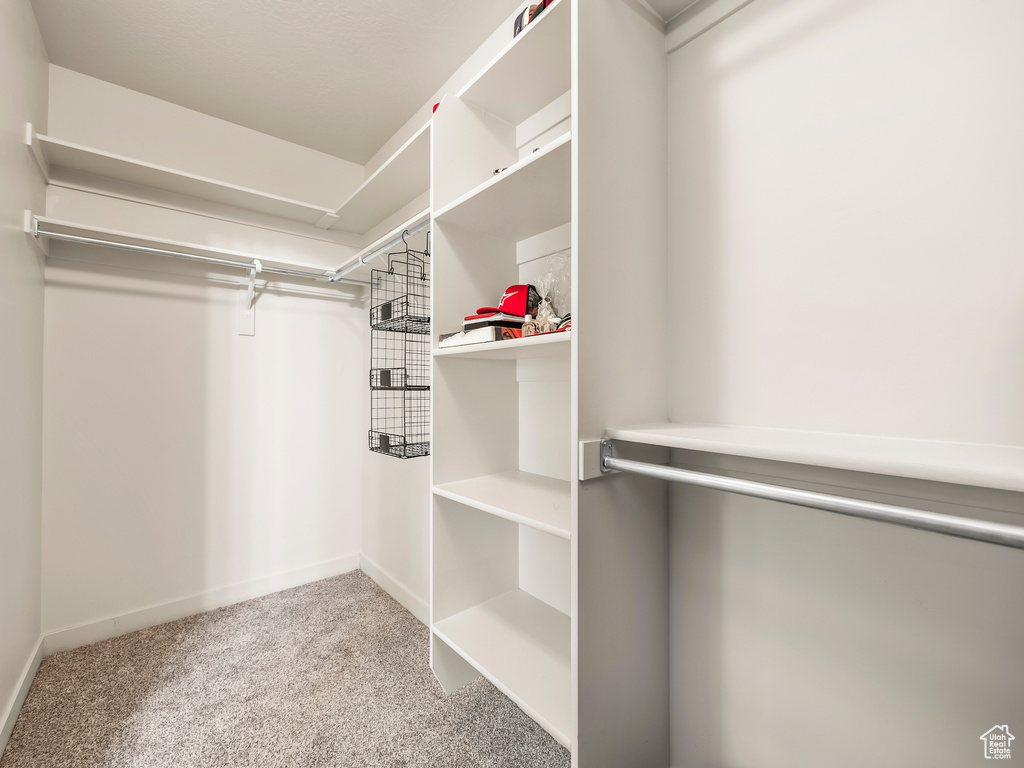 Spacious closet with carpet floors
