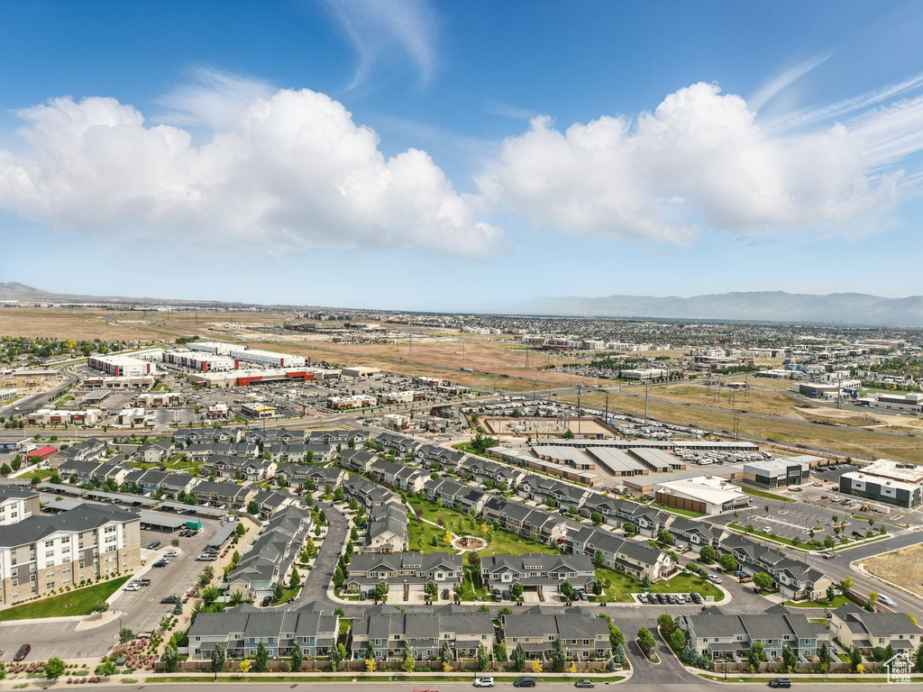 Aerial view of a mountain backdrop