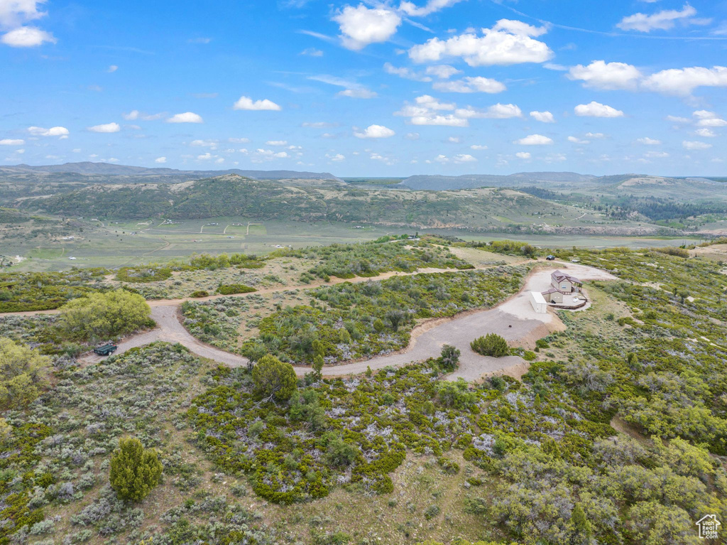 Aerial view of a mountainous background