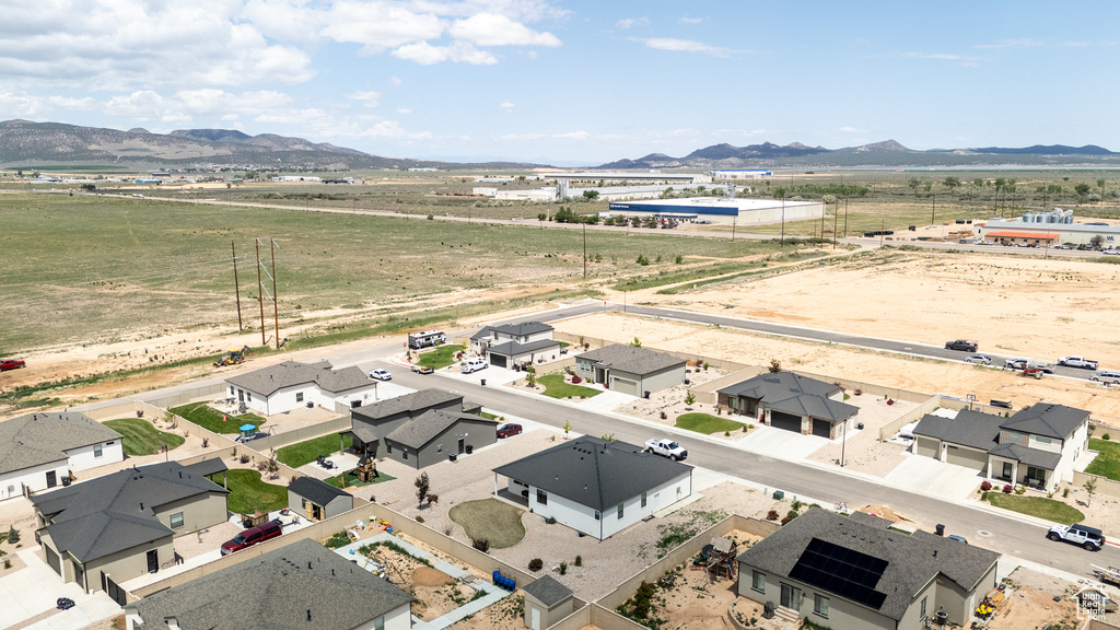 Drone / aerial view of a mountainous background