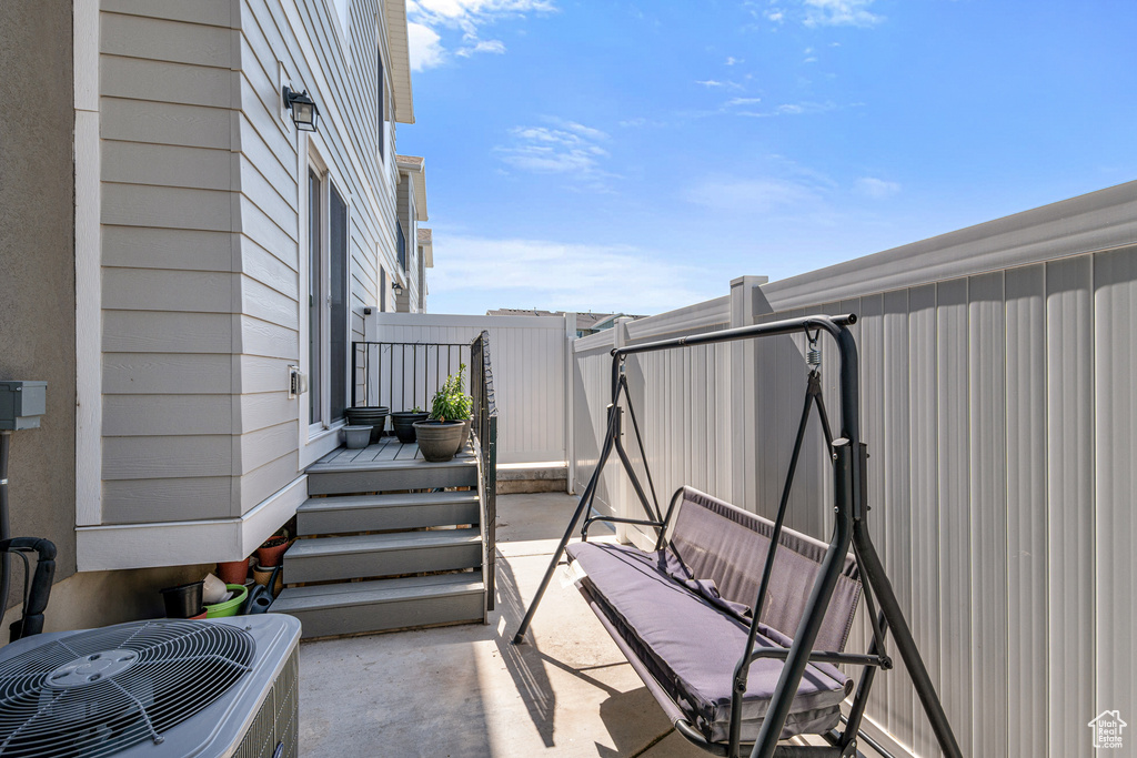 View of patio / terrace featuring central AC