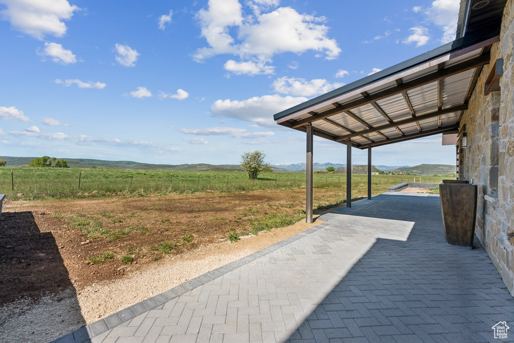 View of patio / terrace with a view of countryside
