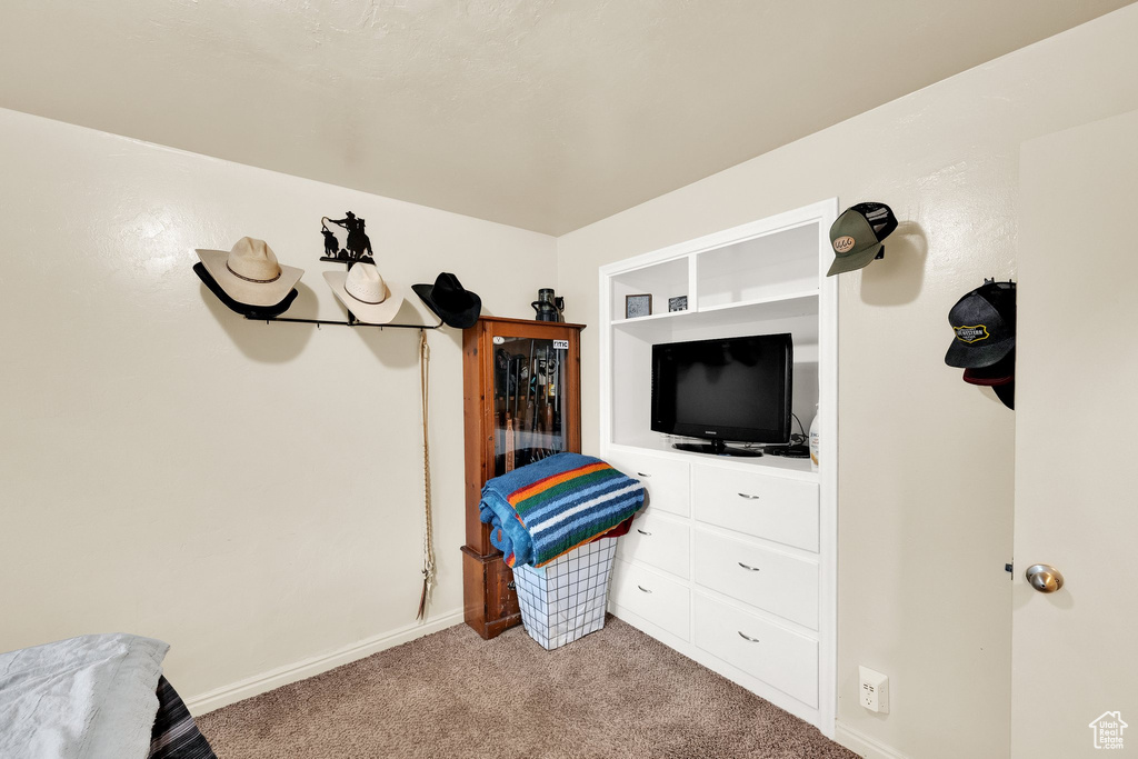 Bedroom with carpet and baseboards