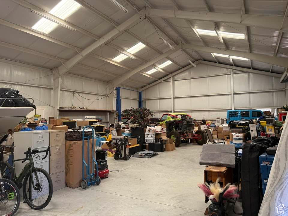Garage with metal wall