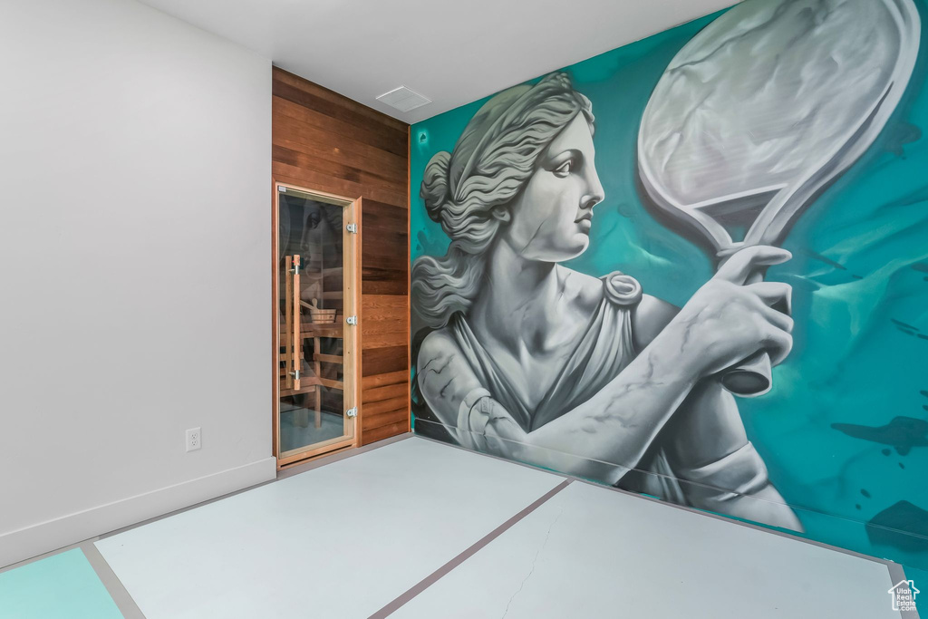 Interior space with wooden walls