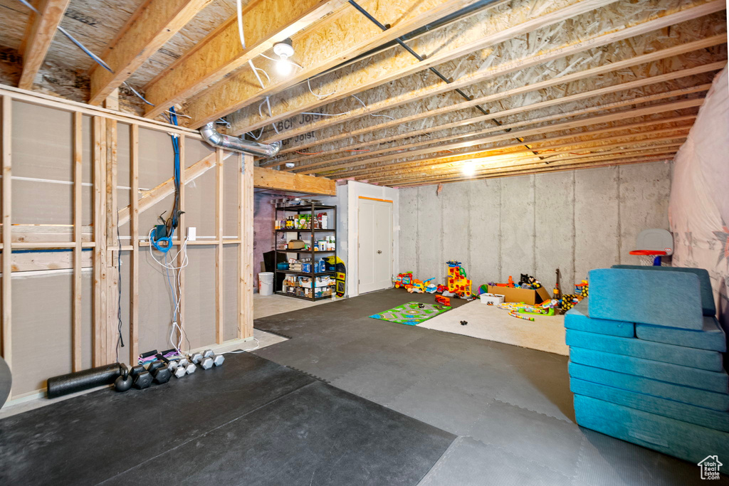 View of unfinished basement