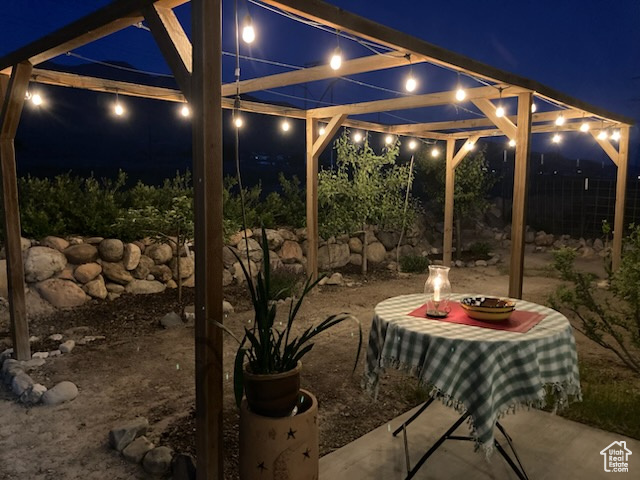 View of patio at night