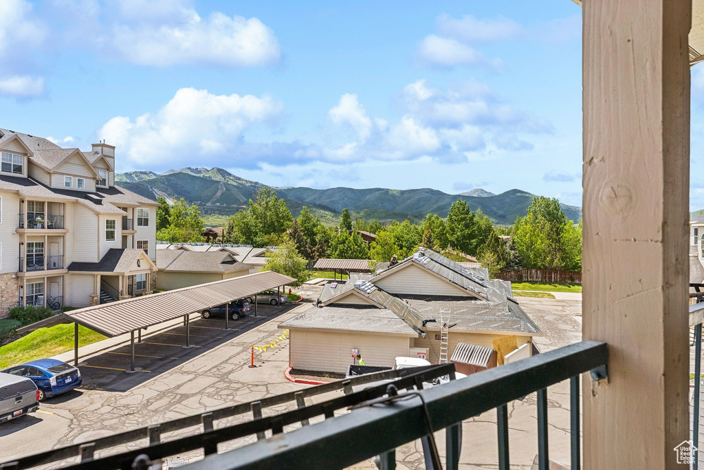View of mountain background featuring nearby suburban area