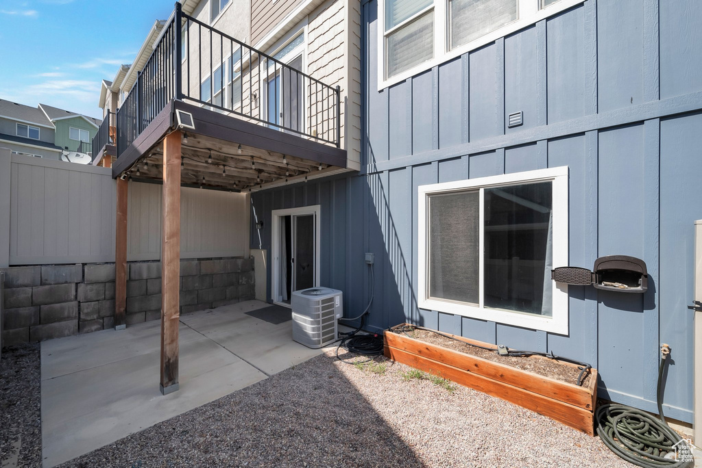 View of patio with cooling unit
