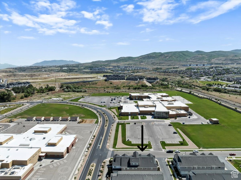 Bird's eye view of a mountain backdrop