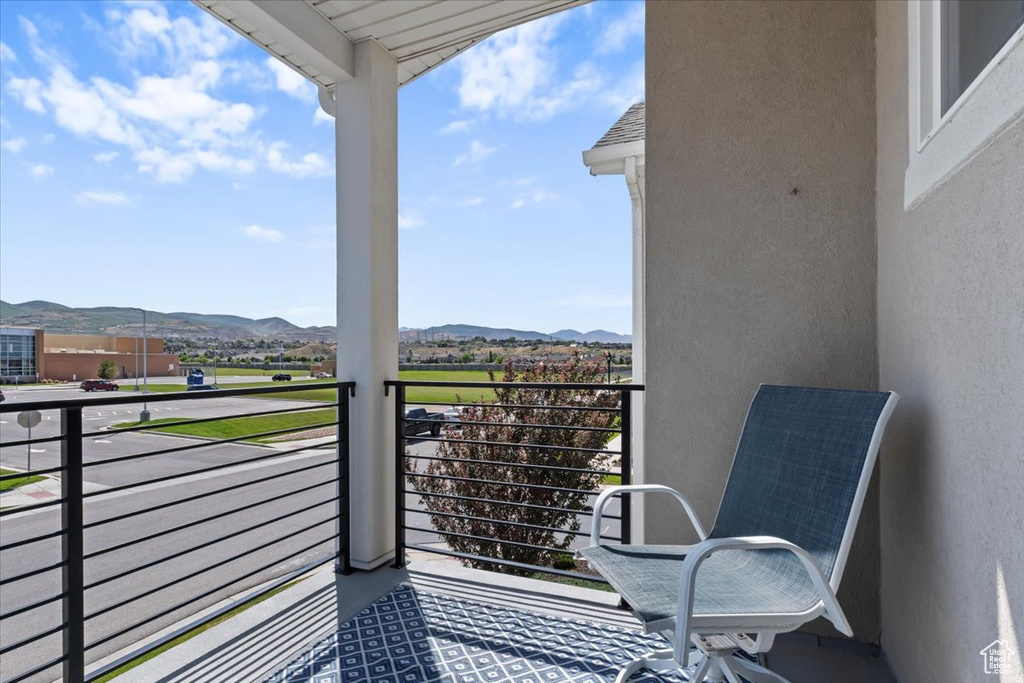 Balcony with a mountain view