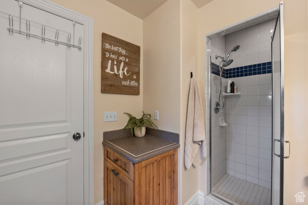 Bathroom with a stall shower