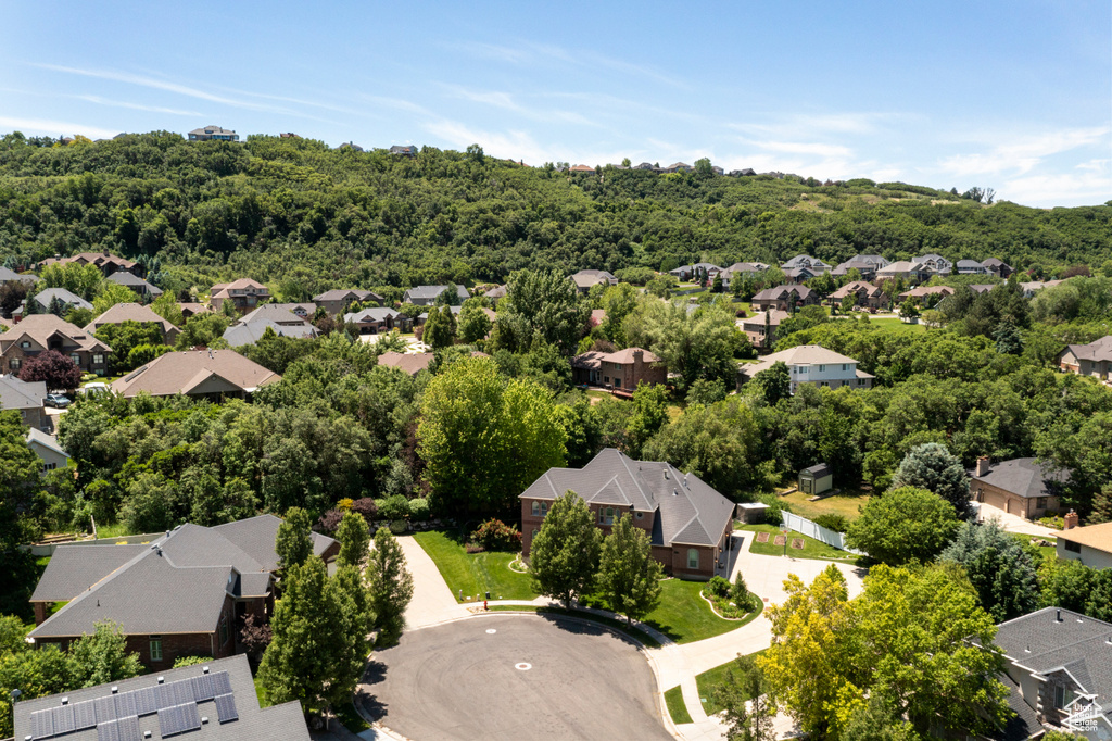 Aerial perspective of suburban area