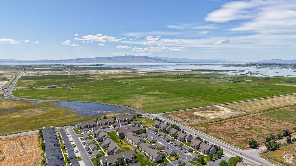 Drone / aerial view of a water and mountain view