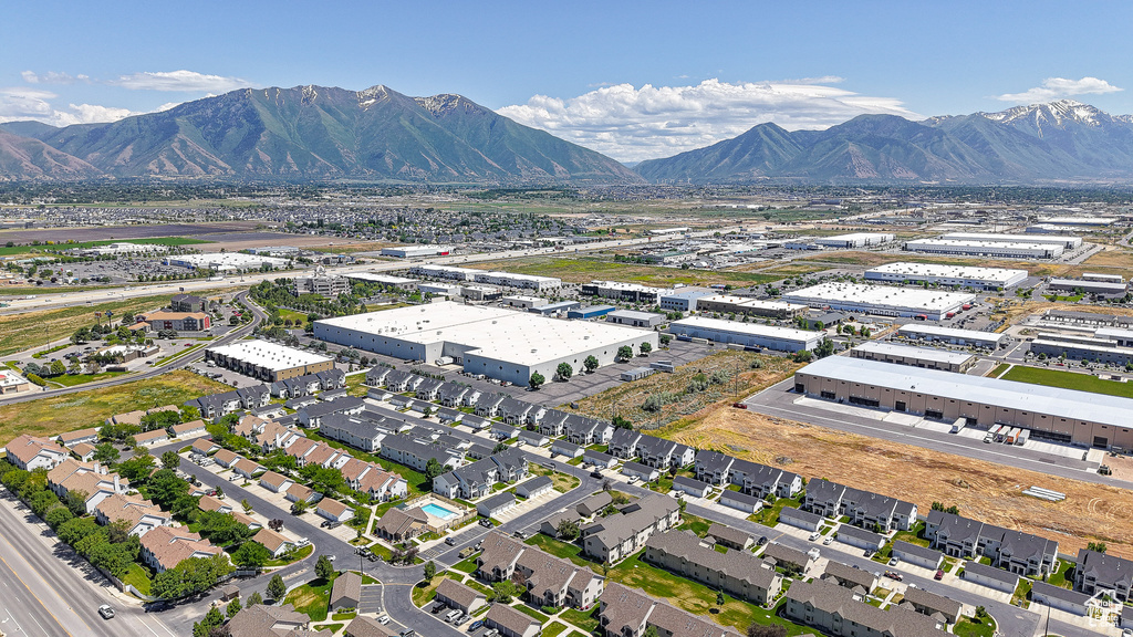 Aerial view of a mountain backdrop