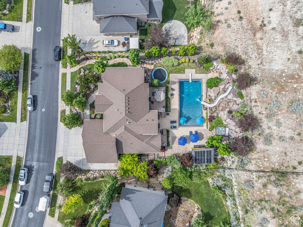 Aerial view of a pool area