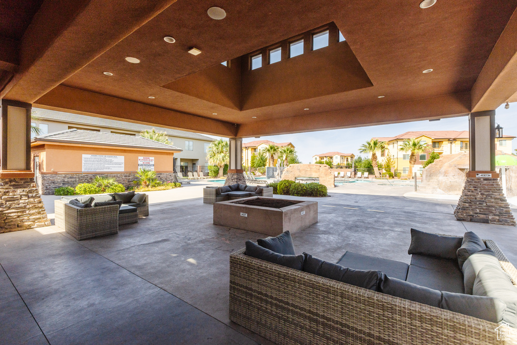 View of patio / terrace with an outdoor hangout area and a community pool