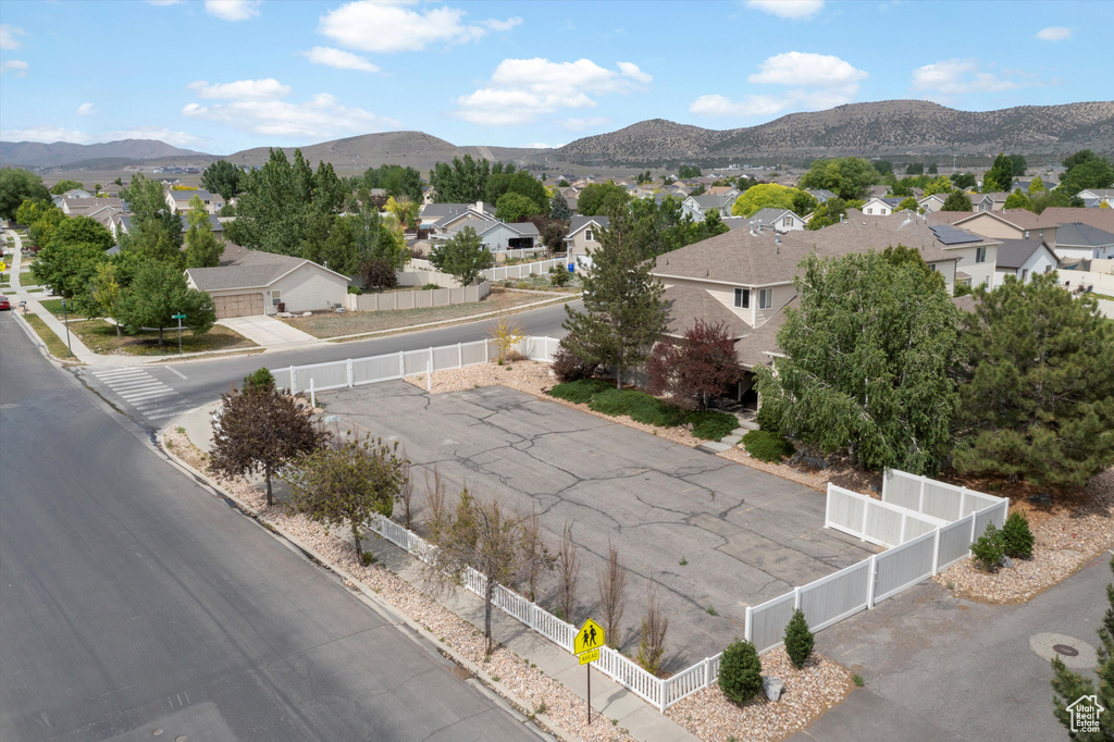 View of mountain background with nearby suburban area