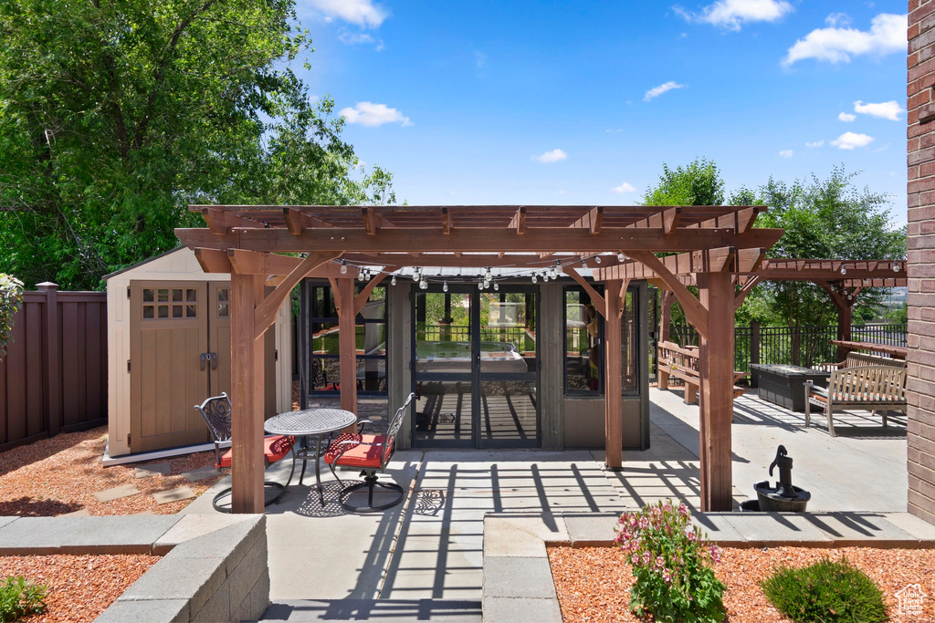 View of patio / terrace with a pergola
