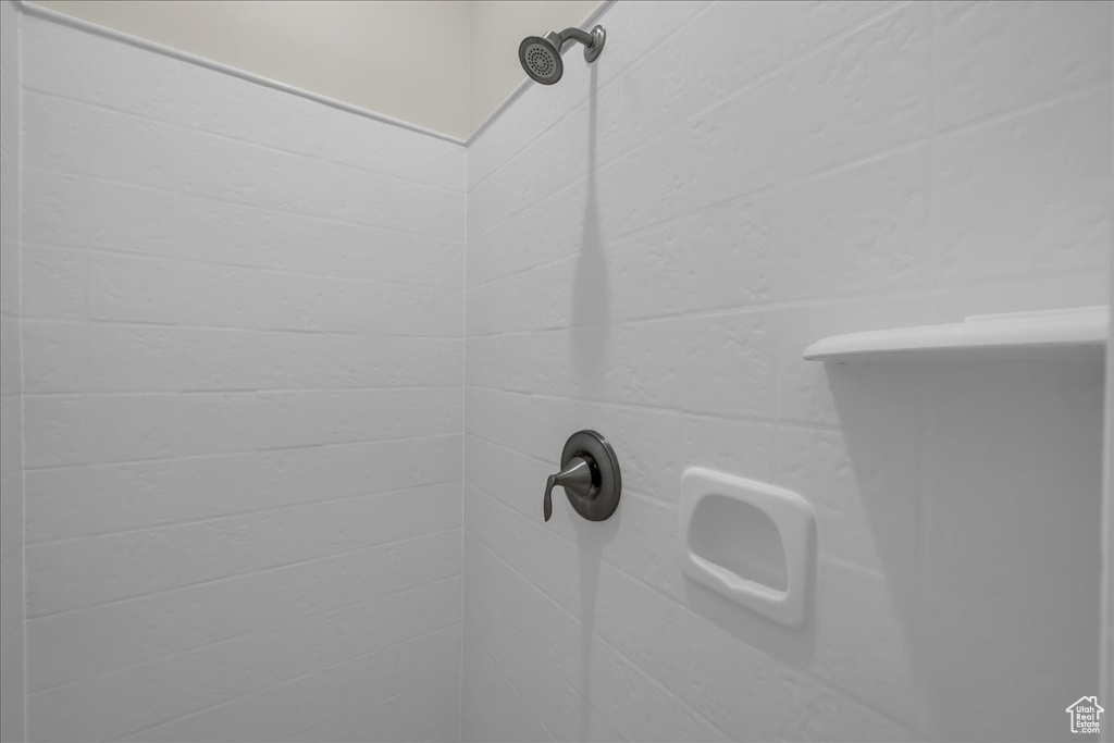 Bathroom view of tiled shower
