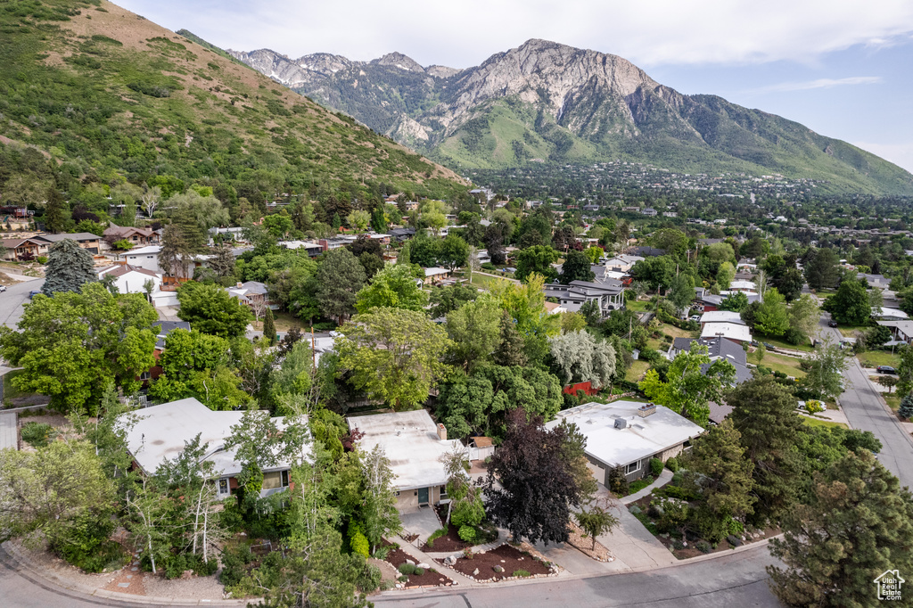 View of mountain background with nearby suburban area