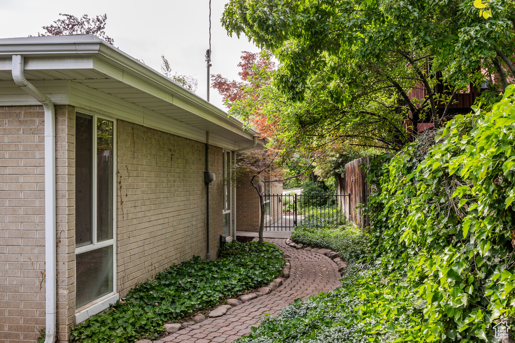 View of home\'s exterior with brick siding
