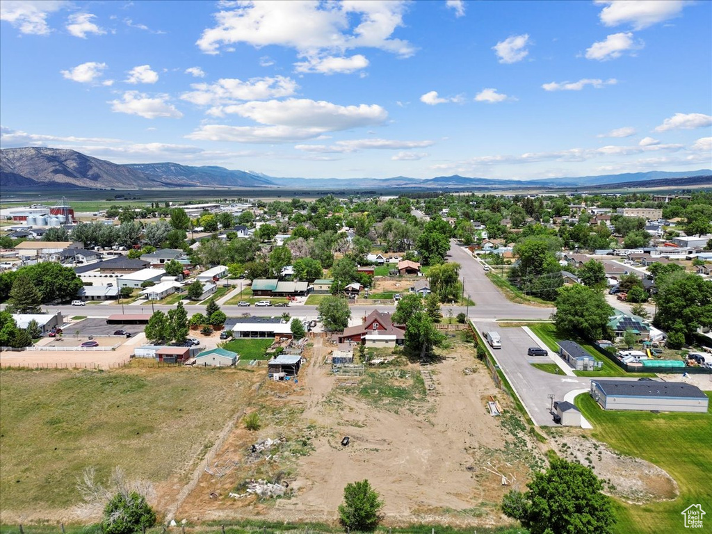 Aerial view of a mountainous background