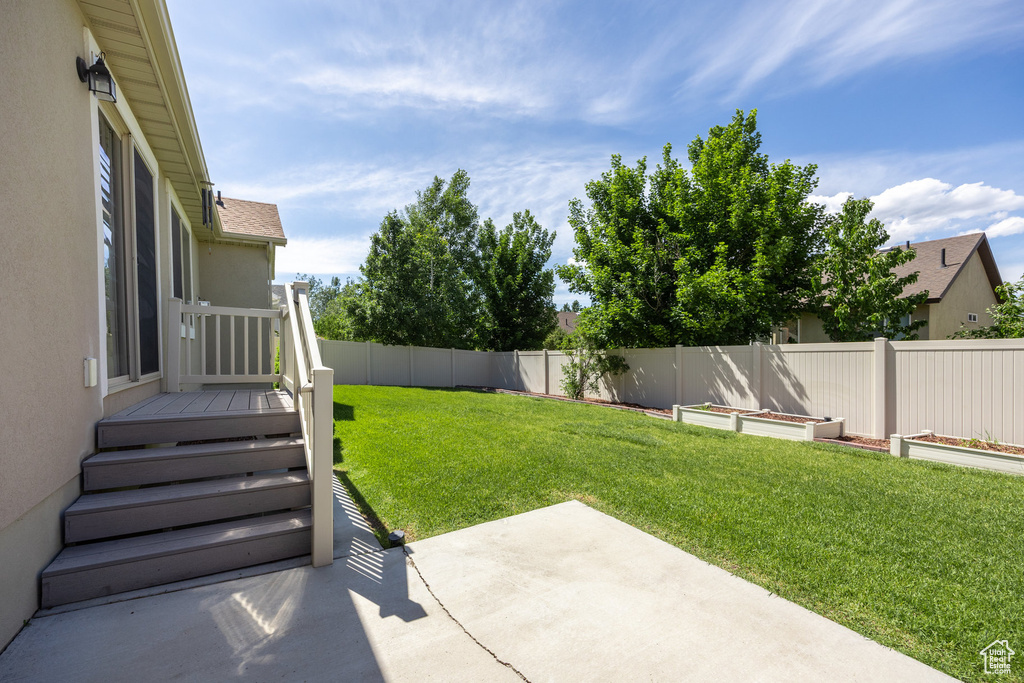 View of yard with a patio area