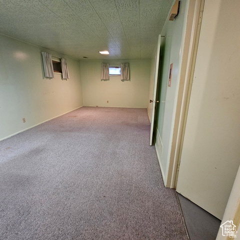 Below grade area featuring carpet