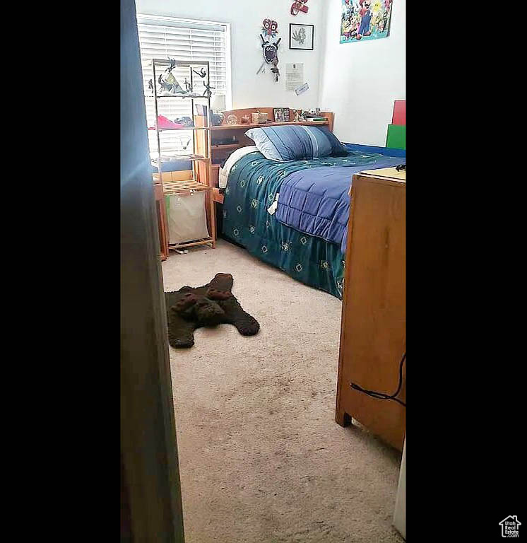 Bedroom with carpet