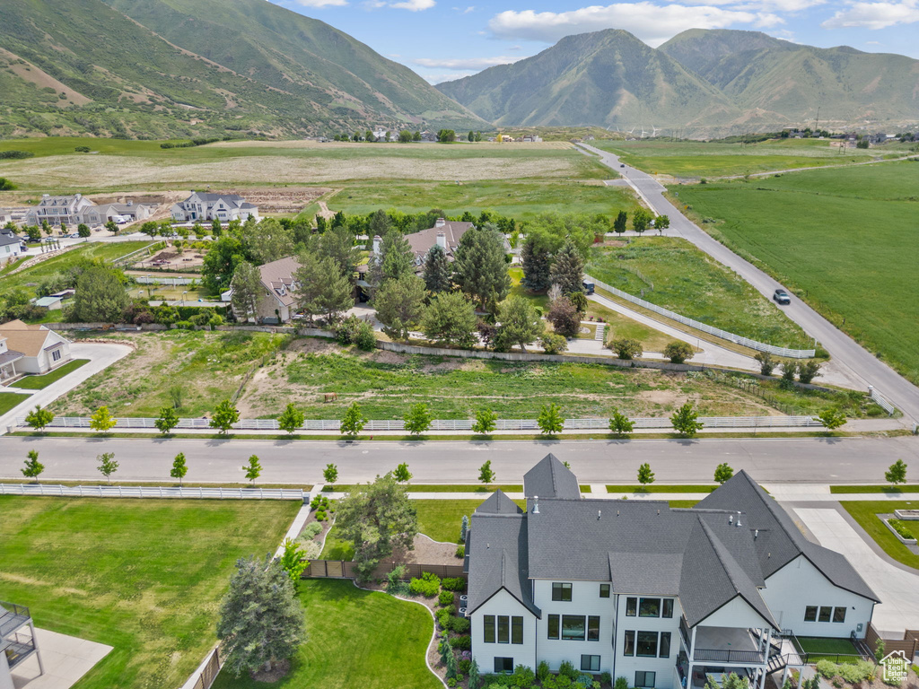 Drone / aerial view of a mountain backdrop