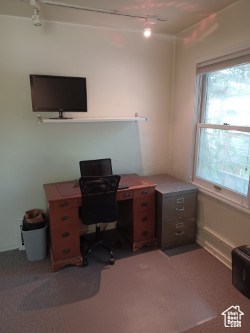 Office space with track lighting