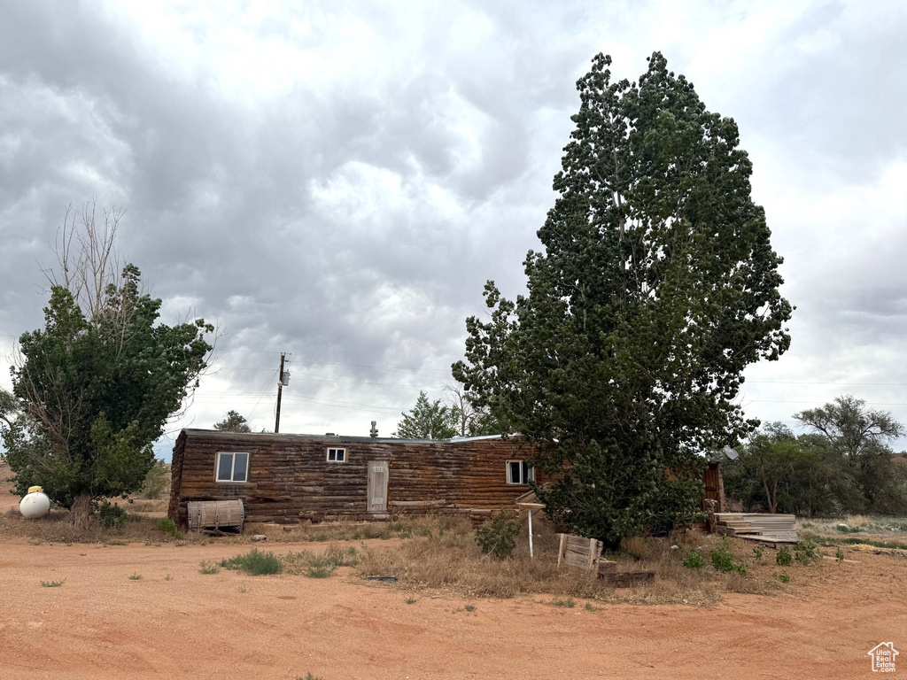 View of home's exterior featuring log exterior