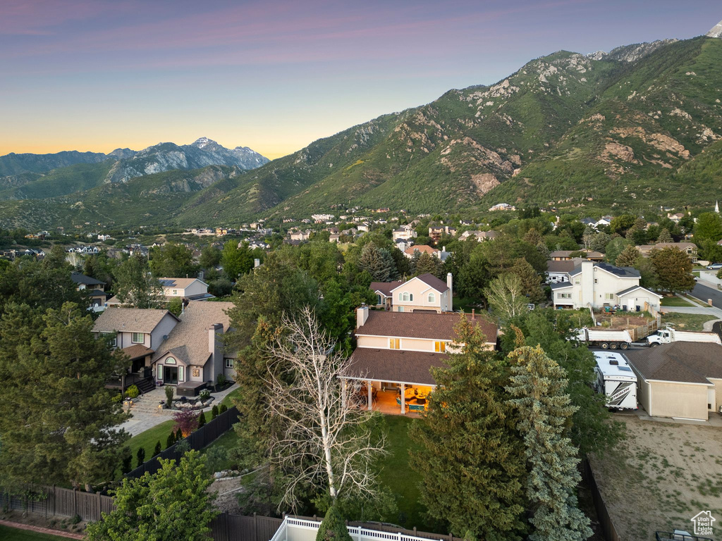 View of mountain background featuring nearby suburban area
