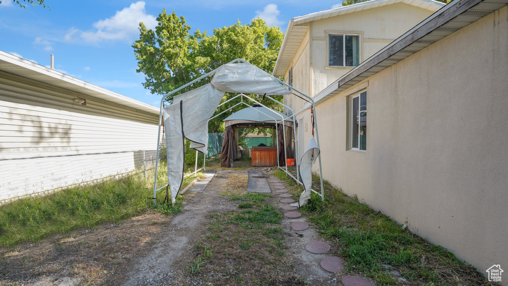 View of yard featuring a gazebo