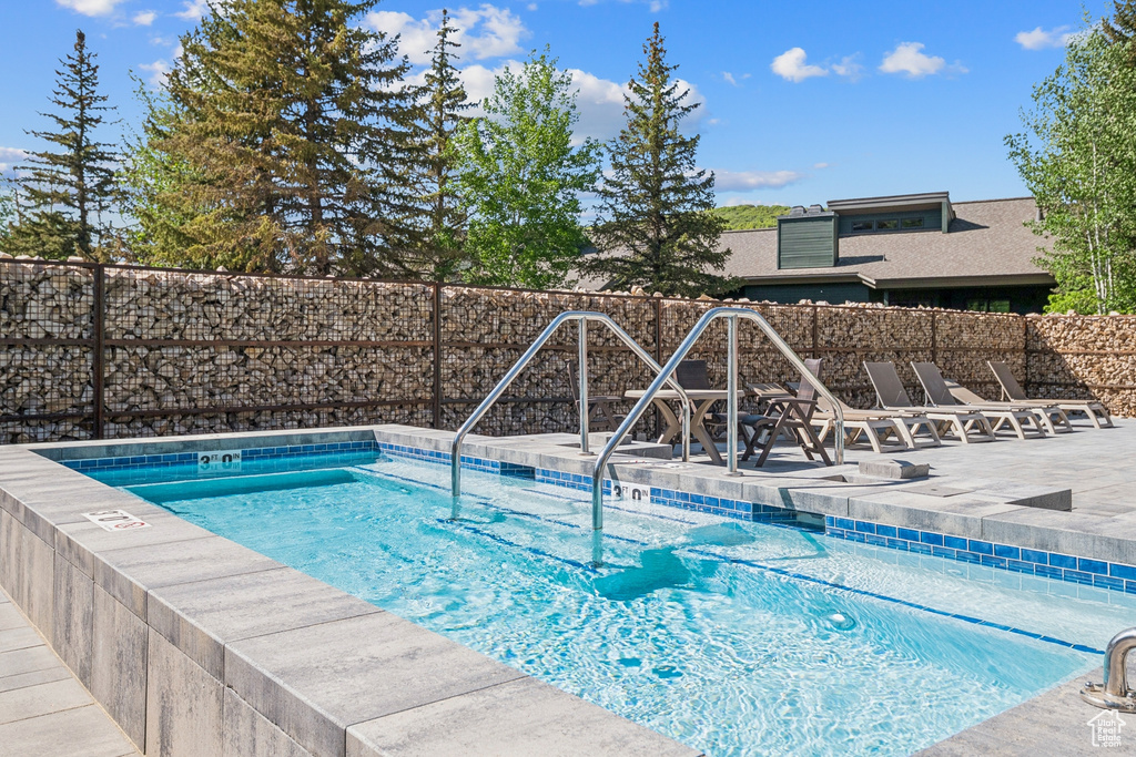 View of swimming pool featuring a pool and a patio