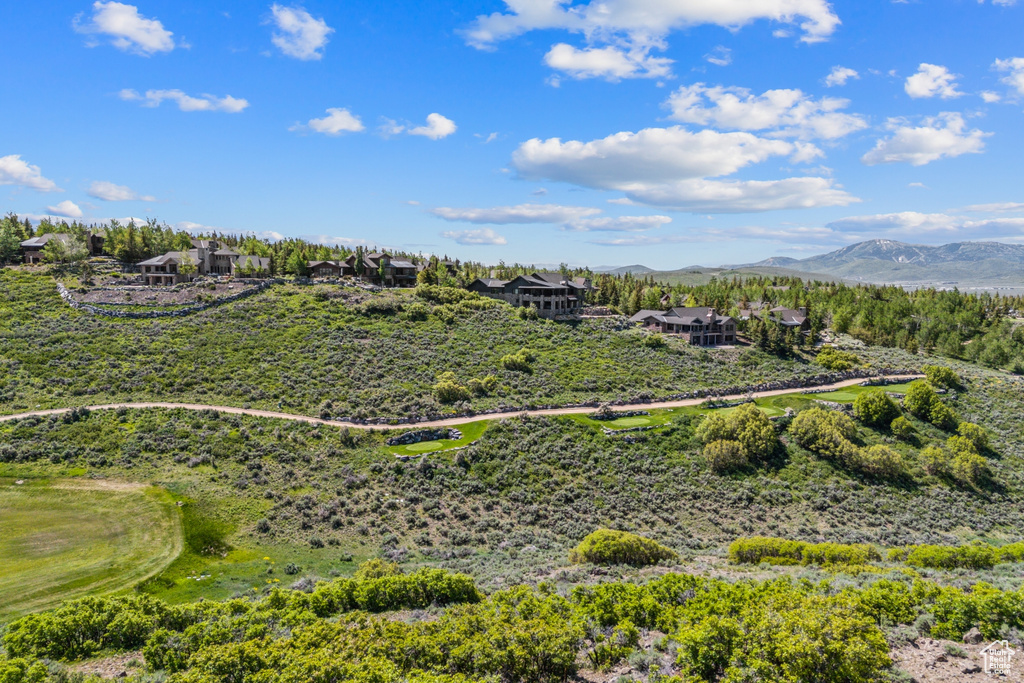 Aerial view of a mountainous background