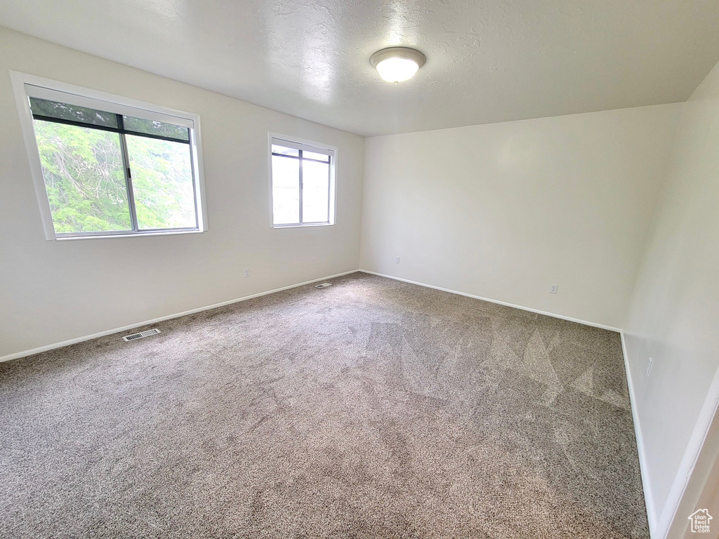 Carpeted spare room with baseboards