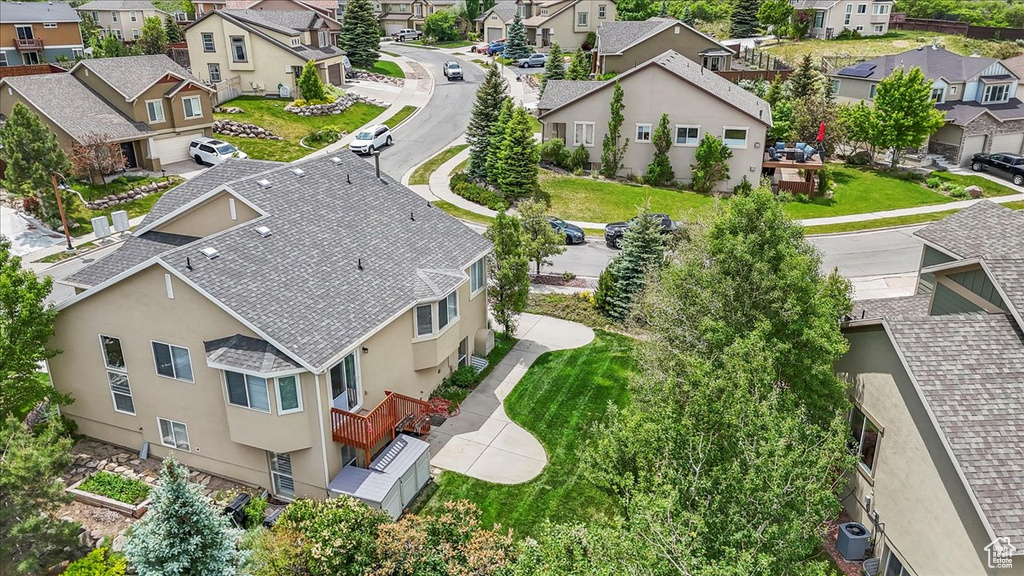 Aerial perspective of suburban area