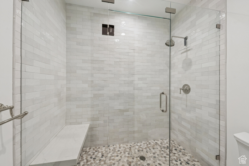 Bathroom with a stall shower