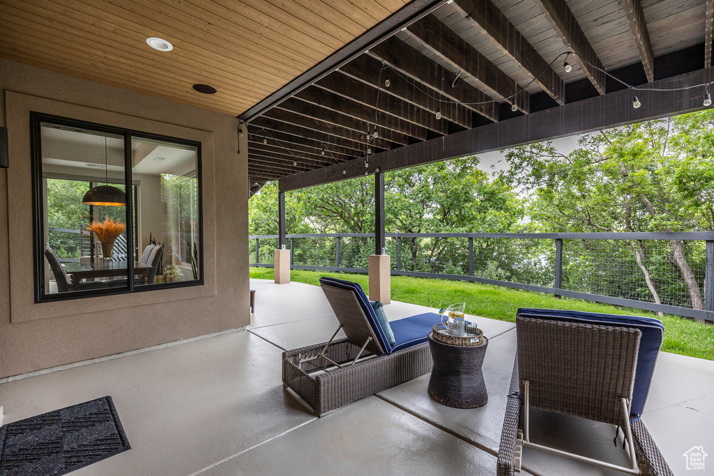 View of patio featuring an outdoor living space