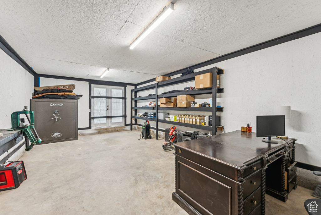 Office space with unfinished concrete floors