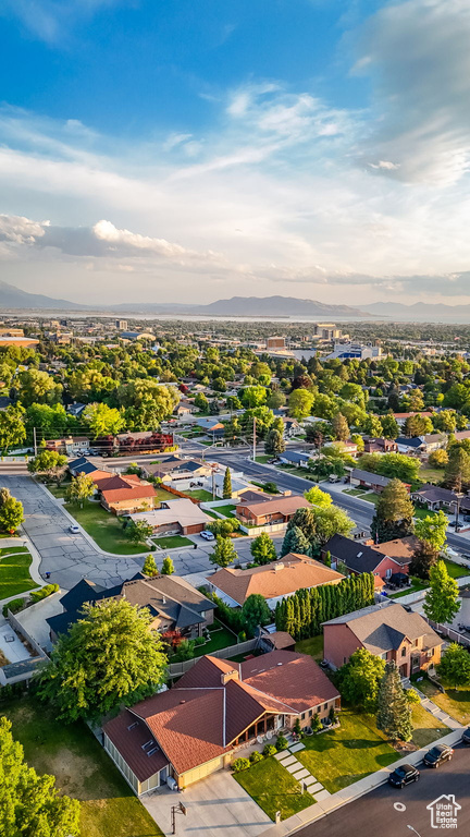 Drone / aerial view of a mountainous background