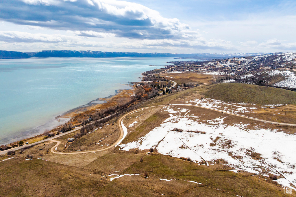 Drone / aerial view of a water and mountain view