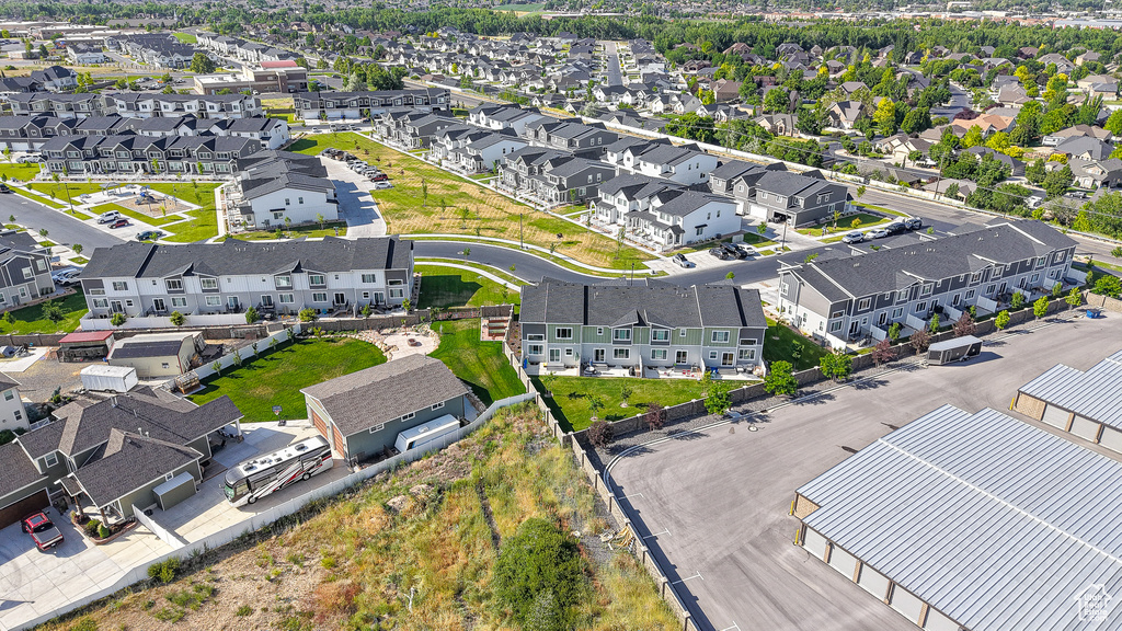 Aerial perspective of suburban area