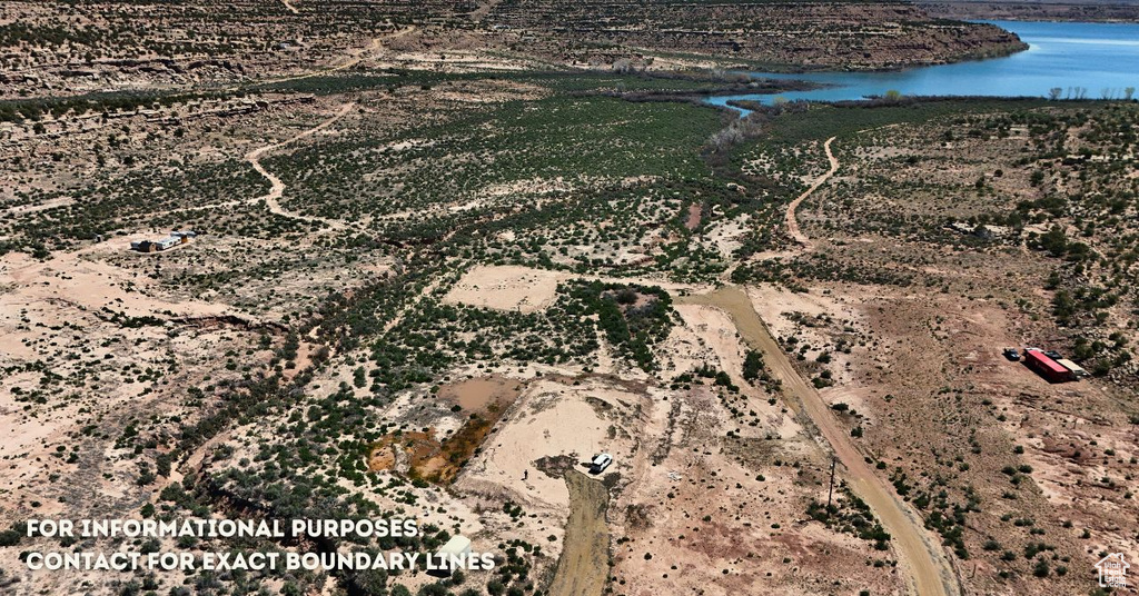 Aerial view of a nearby body of water