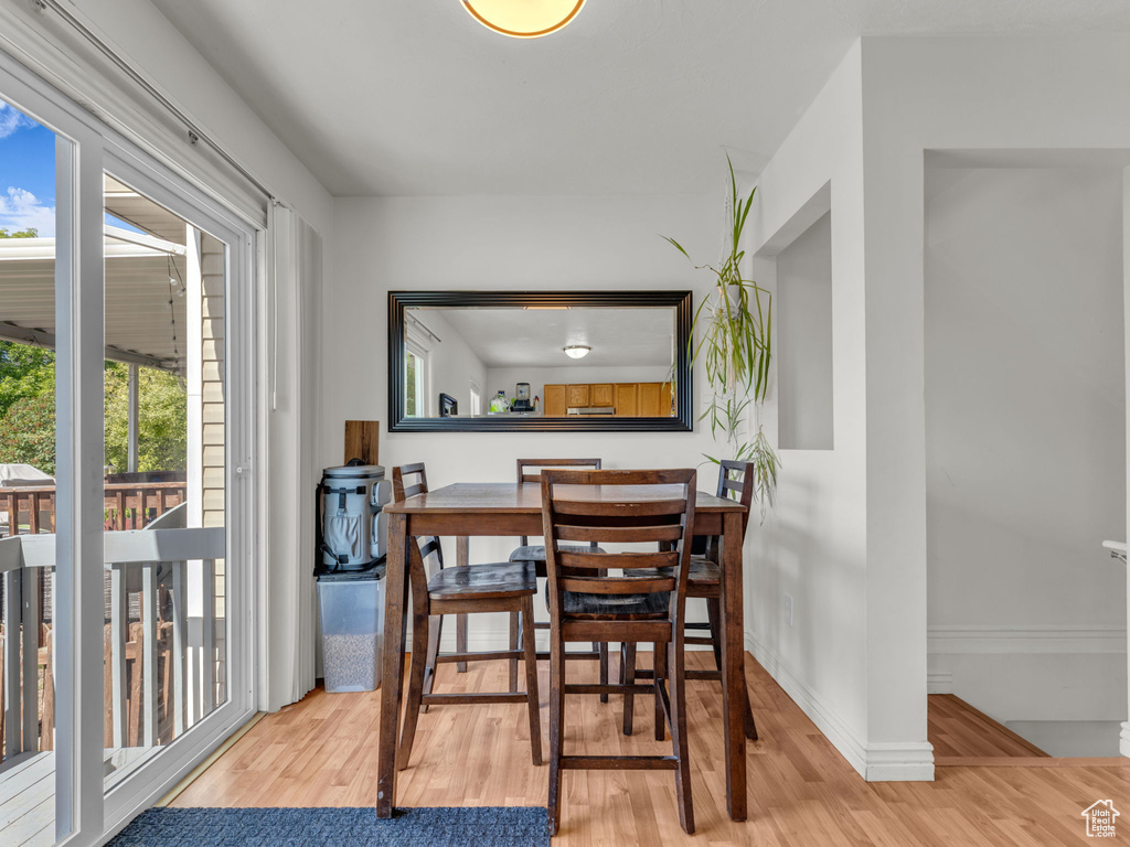 Dining space featuring wood finished floors