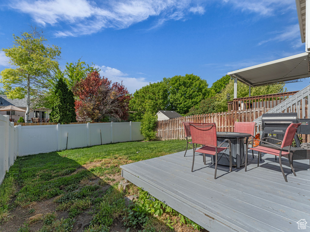 Deck featuring grilling area