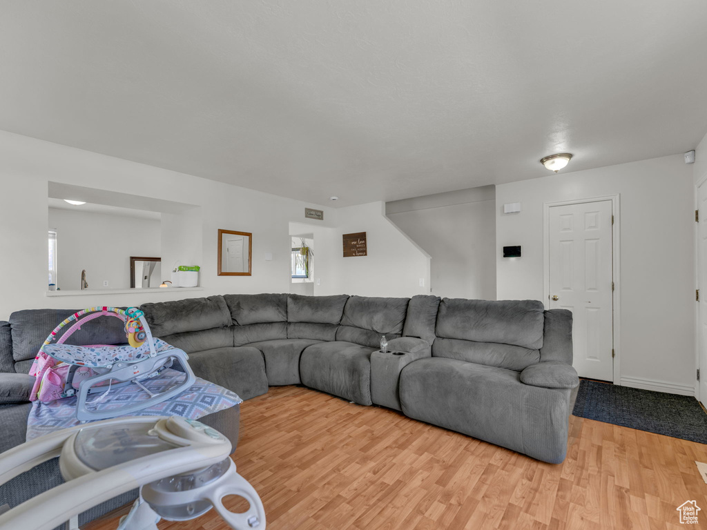 Living room featuring wood finished floors